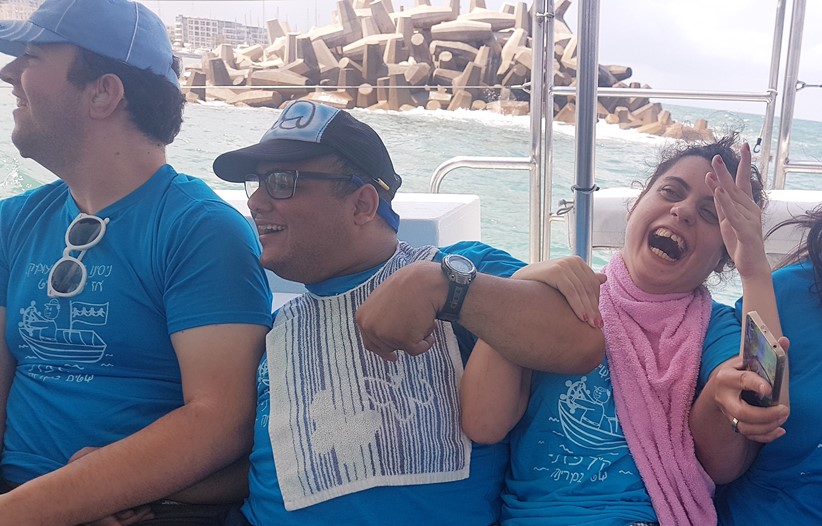 People with disabilities from SHEKEL Petach Tikva enjoy a boat trip and Marina Herzliya
